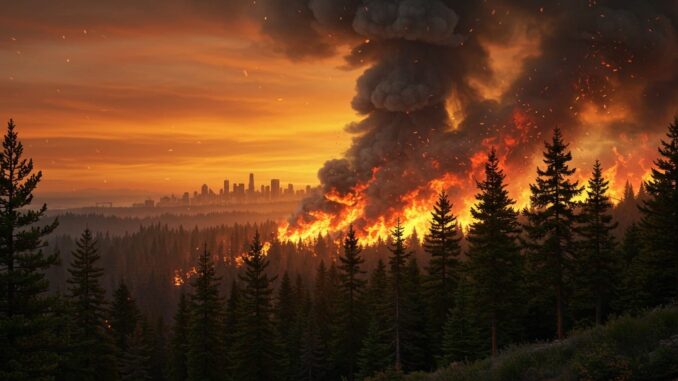 Canada Méga feu de foret incendie fumée États-Unis Europe